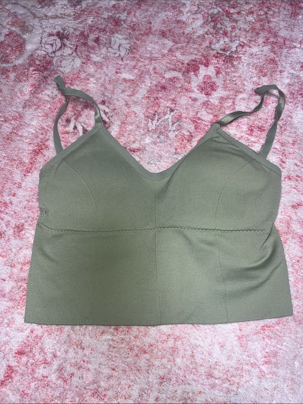 Olive Green Longline Bralette with Supportive Shape
